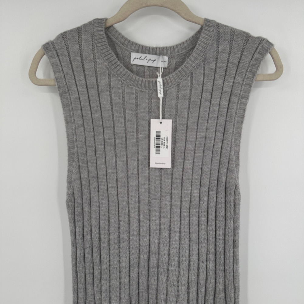 Petal + Pup Women's Knit Sleeveless Ribbed Maxi Dress Gray Size L New with Tags